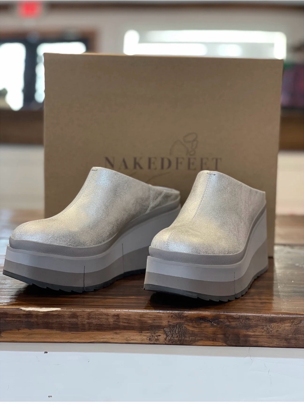 Coach Metallic Silver Platform Clogs